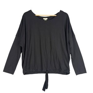 Eberjey Black t-shirt Women's Size‎ M Long sleeve Cotton Blend tie waist